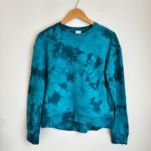All in Motion Women's Loose Tie-Dye Crewneck Pullover Sweatshirt Teal green XS - Picture 1 of 9